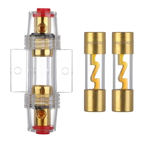 VEXUNGA 4-8 Gauge AWG Inline 100 Amp Fuse Holder with 100A AGU Fuses for Car Audio Alarm Amplifier Subwoofer in-line Fuse Holders (100Amp) - size: 100A