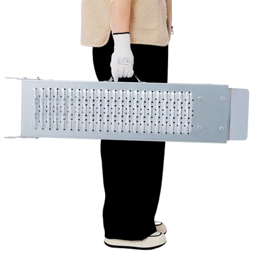 63" L Folding Steel Loading Ramps 950 lbs Capacity (Pack of 2), Heavy Duty Galvanized Ramps with Safety Straps & Gloves, Portable Non-Slip Ramps for ATV, Motorcycle, Lawn Mower, Tractor
