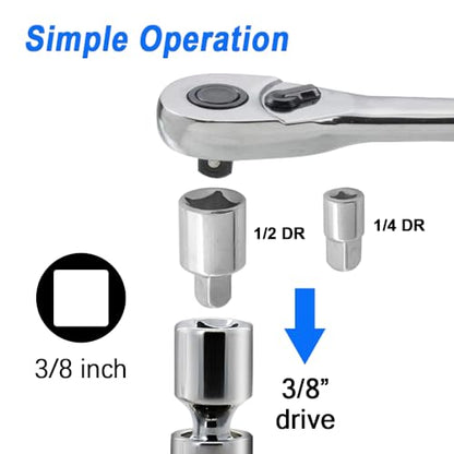 7PCS Magnetic Spark Plug Socket Set Includes 5/8" x 4", 5/8" x 8" and 5/8" x 11" 6-Point, 9/16" x 6" and 14mm x 4" 12-Point Sockets 3/8-inch Drive Magnet Retains Spark Plugs 1/4 and 1/2 Adapters - size: 7PCS Set