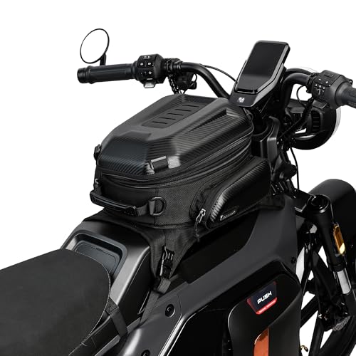 Rhinowalk Motorcycle Tank Bag Waterproof Backpack Hard-shell Expandable Rhinowalk Motorcycle Bags 15-18L Carbon Fiber Black - color: Fiber Black