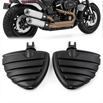 Matte Black Wing Style Motorcycle Foot Pegs Compatible with Harley Touring Road King Street Glide Softail Dyna Sportster, Wide Adjustable Footrests with Male Mount Clevis - color: Matte Black#50