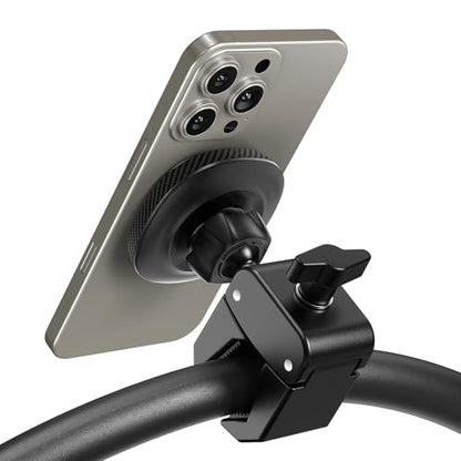 OQTIQ Phone Holder for Peloton Exercise Bike, Heavy-Duty Clamp & 17 N54 Strong Magnetic Phone Mount for Treadmill, Spin Bike, Golf Push Cart, Stroller, Fit for MagSafe iPhone 12-17 Series
