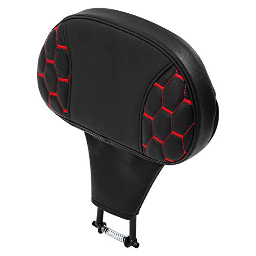 C.C. RIDER Motorcycle Backrest Plug-in Driver Rider Backrest Sissy Bar for Harley Davidson Touring CVO Street Glide Road Glide Electra Glide Road King 2009-UP - color: Rider Backrest-Red Stitching