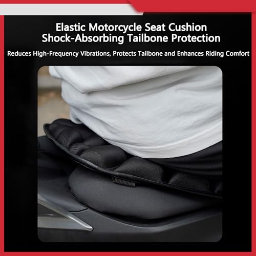 Motorcycle Seat Cushion for Honda Interstate 2010 2011 2012 2013 2014, Breathable Shock Absorption Pad with Non-Slip Particles & Hook, Airflow Grooves for Cooling, Butt Protection