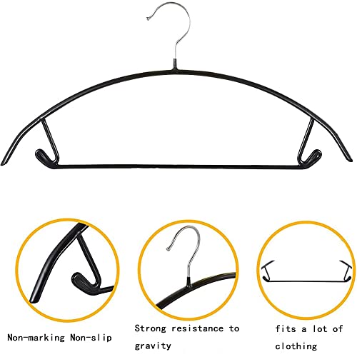 Premium PVC Coating Metal Hangers 20 Pack, Heavyduty, Non Slip Slimline, Suit Jacket T Shirt Hangers, Gold Hooks, Space Saving Clothes Hanger (Black) - color: Black