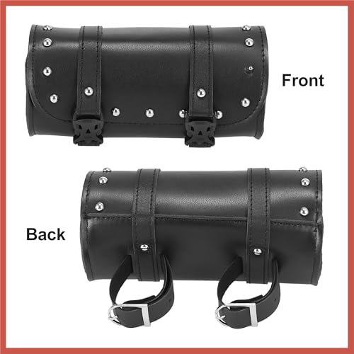 ACROPIX Universal Motorcycle Fork Handlebar Tool Bag Cycling Storage Pouch Bag Waterproof Faux Leather Black Car Parts