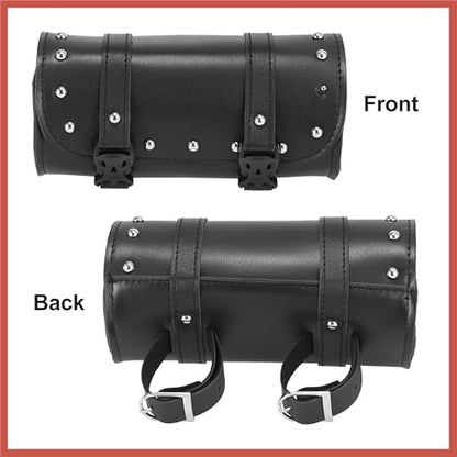ACROPIX Universal Motorcycle Fork Handlebar Tool Bag Cycling Storage Pouch Bag Waterproof Faux Leather Black Car Parts