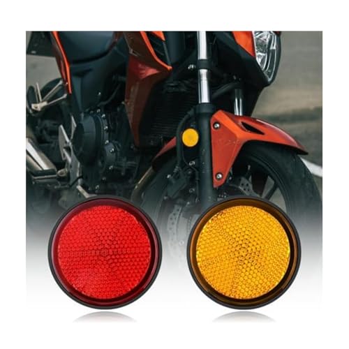 2 inch (55mm) Round Reflector Side Marker for Motorcycle ATV Scooter Dirt Bike - 2 Pair (Red & Yellow)