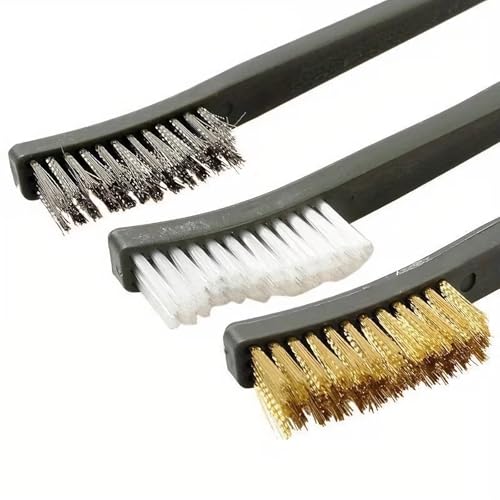6Pc Mini Wire Brush Set, Steel Brass Nylon Cleaning Polishing Metal Rust Tools, Suitable for Cleaning Paint Dirt
