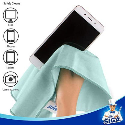 MR.SIGA Ultra Fine Microfiber Cloths for Glass, Pack of 6, 35 x 40 cm 13.7" x 15.7" - size: 6 Pack-13.7 X 15.7 inch