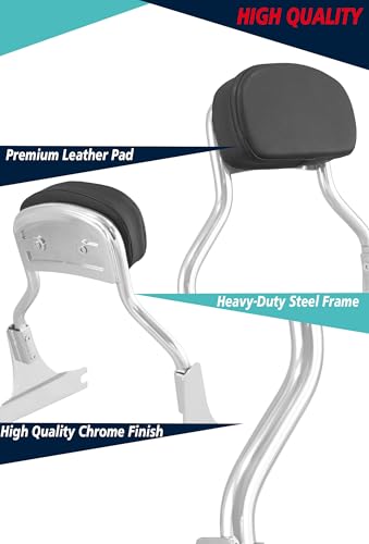 YHMOTO Chop Short Height Passenger Backrest Sissy Bar Fit 200mm Fender Compatible with 2006-2017 Harley Softail Fat Boy Night Train (Chrome)
