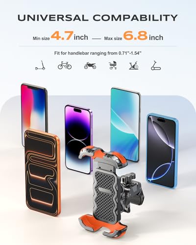 Zewdov 2026 Anti-Shake Motorcycle Phone Mount Holder with Vibration Dampener & Quick Install Clamp, Strong Grip & Anti-Drop Bike Phone Holder for Bicycle/ATV/Scooter, Fits for iPhone/Samsung 4.7-6.8" - style: With Vibration Dampener