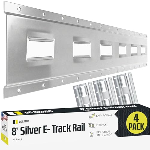 Two 8-ft E Track Tie-Down Rails | Vertical Hot-Dipped Galvanized Steel, E Track Rail Trailer Accessories, E-Tracks Tie Downs for Cargo on Pickup, Truck, Flatbed, Van - color: Galvanized Silver, size: 8 ft