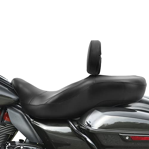 XFMT Motorcycle Hammock Driver & Passenger Seat w/Rider + Passenger Backrest Pad For Harley Touring 2014-2023 Road King Street Glide Electra Glide FLHR FLHX FLTRX - color: Black Seat + Rider & Passenger Backrest