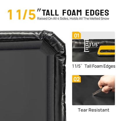 TUFFIOM 9'x 20' Containment Mat w/Squeegee, Garage Floor Mats for Under Car, Heavy Duty Waterproof Car Parking Mats for Snow Ice Rain Mud Oil - size: 9' x 20'