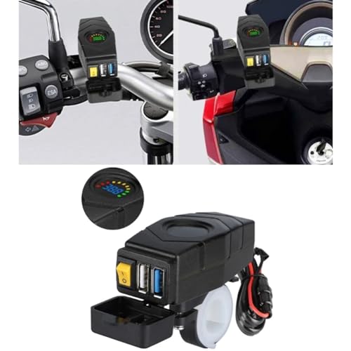 C1FB 20-80V E-Bike Handlebar USB Charger 24V 36V 48V 60V QC3.0 Quick Charger Adapter(Blue Light) Easy to Use