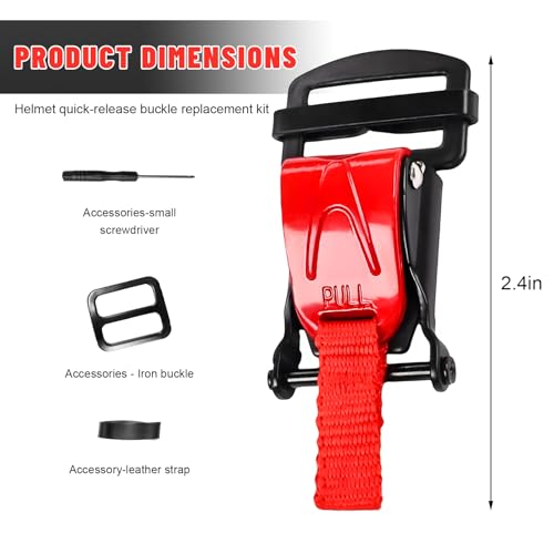 Sun Walker Helmet Quick Release Buckle Kit, Motorcycle Helmet Pull Lock for Chin Strap Up to 1", Bicycle Ratcheted Buckle Set (Red) - color: Red