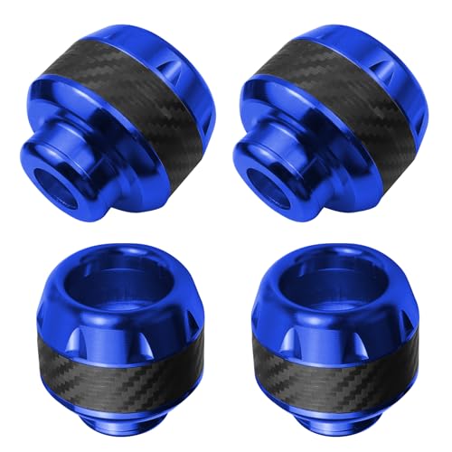 4PCS Motorcycle Front Fork Frame Sliders Crash, Carbon Fiber Front Fork Wheel Crash Protector, Aluminum Alloy, Safety Gear Universal Fit Motorcycles Motorbikes Moped Scooters (Blue) - color: Blue