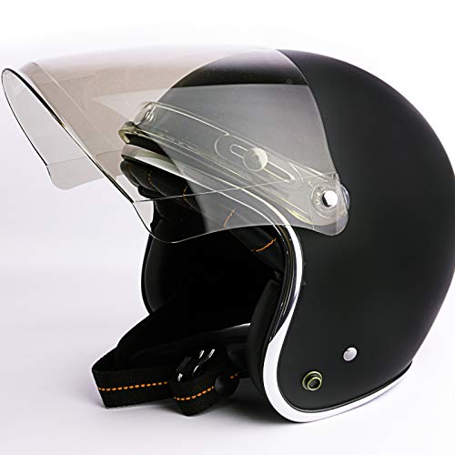 3-Snap Flip Up Full Shield Visor for Motorcycle Half Open Face Helmets (Light Smoke) - color: Light Smoke