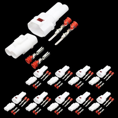 10 Sets 2 Pin Connector Compatible with Sumitomo MT090, DJ7021-2-11/21 Waterproof Fog Lamp Electrical Quick Wire Two Pin Plug Connector Set Kit for Automotive Motorcycle, Replaces 6187-2171, 6180-2181