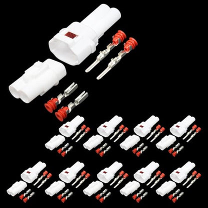 10 Sets 2 Pin Connector Compatible with Sumitomo MT090, DJ7021-2-11/21 Waterproof Fog Lamp Electrical Quick Wire Two Pin Plug Connector Set Kit for Automotive Motorcycle, Replaces 6187-2171, 6180-2181