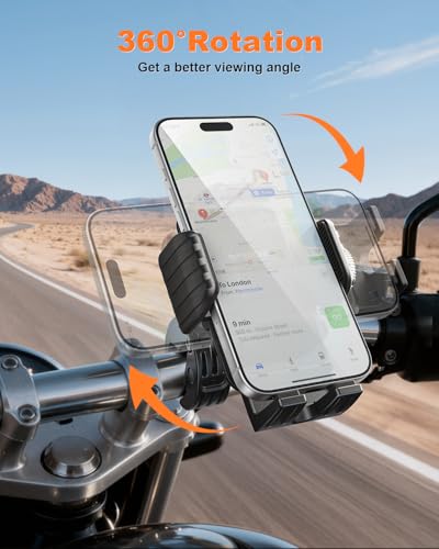 SUPERONE Motorcycle Phone Mount Holder, [Dual Vibration Dampener] Bike Phone Holder Handlebar Clamp, [Camera Friendly] Bicycle Scooter Phone Clip, Compatible with iPhone, Samsung, All Cell Phone - color: Black
