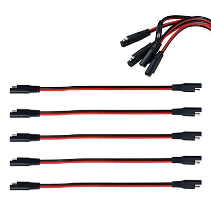 5 Pack 12 Gauge 2 Pin Quick Disconnect Polarized Wire Harness SAE Connector Bullet Lead Cable for Motorcycle Boat Car Tractor - 12in Red and Black Wire - style: 12 Gauge