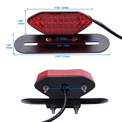 DREAMIZER Motorcycle Tail Light Integrated Running Lamp Brake&Turn Signal Light with License Plate Bracket Compatible With Motorcycle Street Bike Cruiser Chopper And More - color: Red