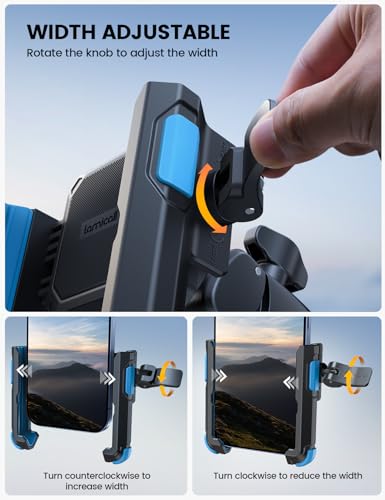 Lamicall Motorcycle Bike Phone Mount - [1s Quick Release] Bike Cell Phone Holder Clip, Bicycle Scooter Handlebar Clamp, Gifts for iPhone 17 16 15 14 Pro Max, Galaxy S25 S24 Ultra, 4.7-7" Phones, Blue - color: Blue