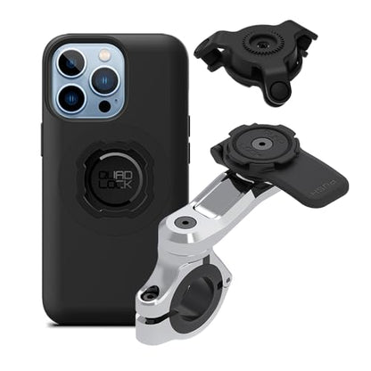 Quad Lock Motorcycle Handlebar Phone Mount PRO Chrome with Vibration Dampener and MAG Phone Case for iPhone 13 Pro - size: iPhone 13 Pro