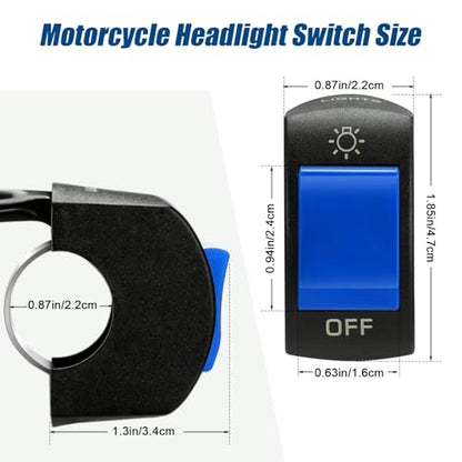 Frienda 3 Pieces Motorcycle Headlight Switch Handlebar Toggle Switch 7/8 Inch 22 mm 12v on Off Push Button for U5 U7 U2 Motorcycles Scooter Electromobile(Blue) - color: Blue
