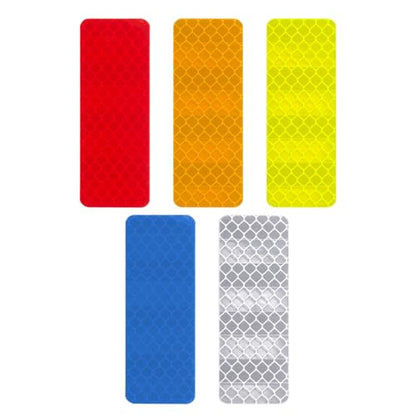 15 Pcs Reflective Safety Stickers, High Visibility Waterproof Tape Strips for Car, Motorcycle, Bike, Helmet, Mailbox, Bag, 1.18 x 3.15 Inch (15, Red/Silver/Blue/Yellow/Green)