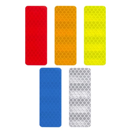 50 Pcs Reflective Safety Stickers, High Visibility Waterproof Tape Strips for Car, Motorcycle, Bike, Helmet, Mailbox, Bag, 1.18 x 3.15 Inch (50, Red/Silver/Blue/Yellow/Green)