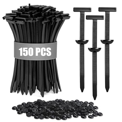 150 Pack Heavy Duty Nylon T-Style Cable Tie Buckle Push Pin Retainer Clips, Self-Locking Automotive Plastic Rivet Fasteners for Fender Liner, Bumper, Splash Shield & Trim, Universal Fit