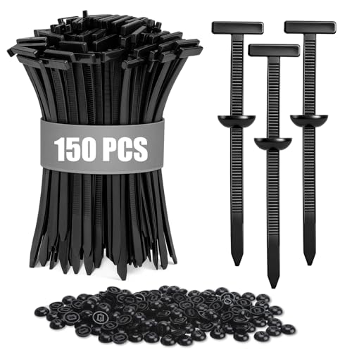 150 Pack Heavy Duty Nylon T-Style Cable Tie Buckle Push Pin Retainer Clips, Self-Locking Automotive Plastic Rivet Fasteners for Fender Liner, Bumper, Splash Shield & Trim, Universal Fit