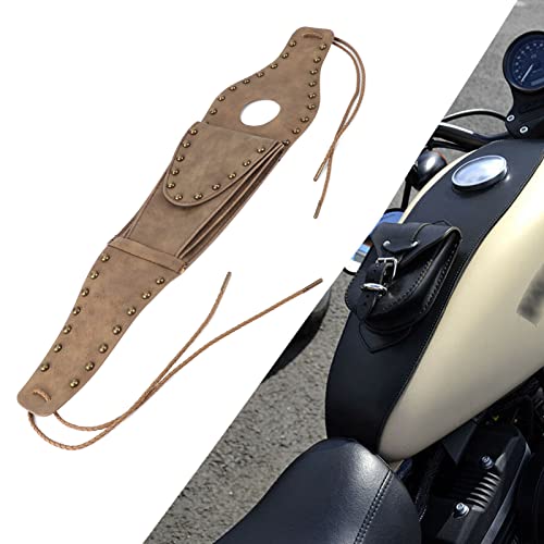HERCHR Fuel Tank Panel Cover Bag, Motorcycle Gas Tank Pouch Bag PU Leather Pad Motorcycle Oil Fuel Tank Cover for XL 883 1200 48(Bronze Rivet Edge) - color: Bronze Rivet Edge