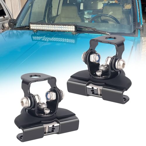 Universal Pod Light Mounts, Led Light Bar Mounting Brackets Led Hood Light Mounts Ditch Light Mount Brackets 304 Stainless Steel Hood Clamp Lights Mounts, Black