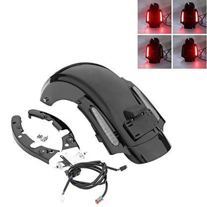 SLMOTO Saddle Bags 5" Stretched Saddlebags &Rear Fender Fit For Harley CVO Touring FLT FLHT FLHTCU FLHRC Road King Road Glide Street Glide Electra Glide Ultra-Classic Softail Dyna Sportster 09-13 - color: Saddlebags + Clear Fender Lens