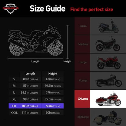 Lightweight Motorcycle Cover with Air Vents, All Season Water Resistant, Dust, UV Protection, Universal Indoor/Outdoor Scooter Cover (XXL) - size: XXL