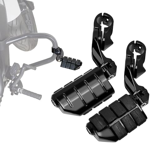 Adjustable Motorcycle Short Armed Highway Pegs Footpegs Foot Rest For 1.25" Engine Guard Crash Bars Compatible with Harley Touring Street Glide Road King Electra Glide Softail Dyna