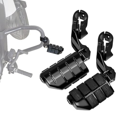 Adjustable Motorcycle Short Armed Highway Pegs Footpegs Foot Rest For 1.25" Engine Guard Crash Bars Compatible with Harley Touring Street Glide Road King Electra Glide Softail Dyna