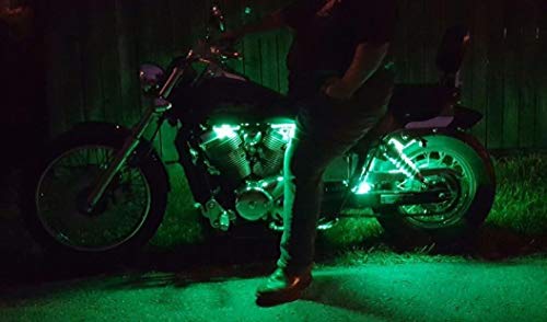 iJDMTOY 8pc Motorcycle Underglow LED Strip Light Kit RGB Neon Accent Light Ground Effect Atmosphere Lighting Kit for Motorbike Trikes Golf Carts ATVs UTVs Decoration