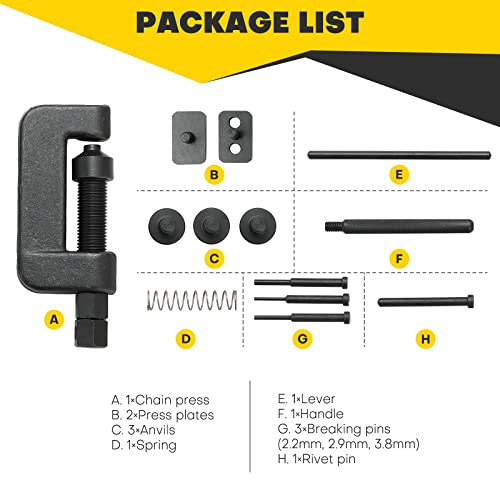 13PCS Chain Breaker Tool Kit | Universal Chain Cutter and Riveter Set with Carrying Case for ATV, Bicycle, and Motorcycle for Easy Chain Maintenance