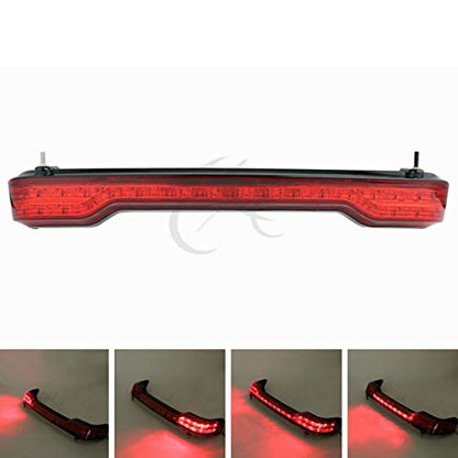 SLMOTO Tour Trunk 13.7" King Trunk Backrest Turn Tail LED Light Rear 6.5" Speaker Pods +Detachables Two-Up Tour Trunk Mounting Rack 4 Point Docking Kits Fit for Harley Electra Glide 14-2025 - color: AStyle #02
