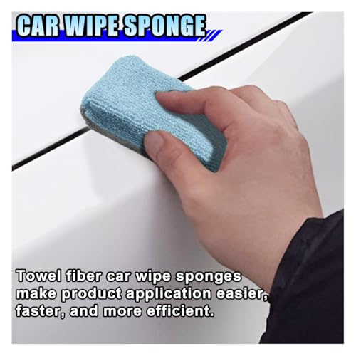 12PCS Ceramic Coating Applicator Sponge, 4.13'' x 1.84'' Microfiber Car Detailing Applicator Pad, Rectangular Car Foam Cleaning Pad, Auto Polishing Pad for Wax, Paint, Sealant (Blue) - color: Blue