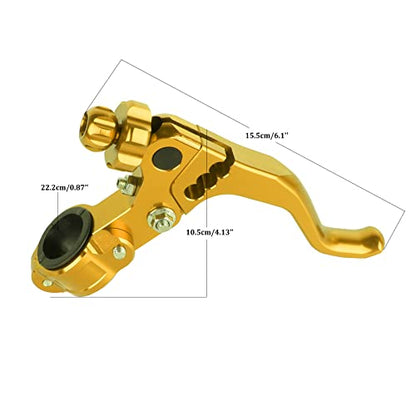 7/8‘’ 22mm Universal Motorcycle CNC Short Stunt Clutch Lever Aluminum Alloy Clutch Handlebar Compatible with Most Motorcycles Dirt Bike-Gold - color: Gold
