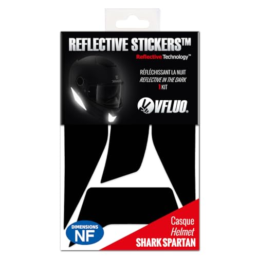 VFLUO - Kit of Reflective Stickers - SHARK SPARTAN™ Motorcycle Helmet - Approved Stripes FR - 3M™ Technology - High Visibility & Strength - Discreet & Design - Maximum Grip