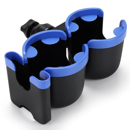 Accmor Stroller Cup Holder with Phone Holder, Bike Cup Holder, Universal Cup Holder for Uppababy Nuna Doona Strollers, 2-in-1 Cup Holder for Walker, Wheelchair, Scooter - color: Double Holder-Blue