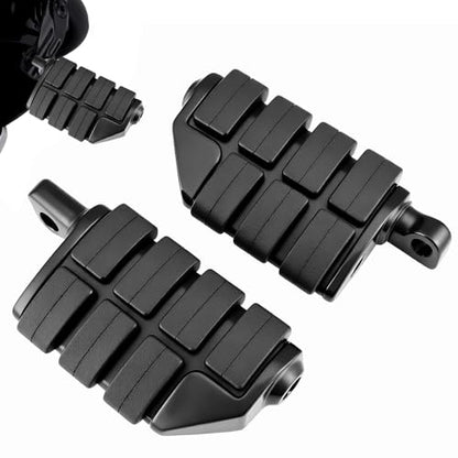 TSUNG Motorcycle Foot Pegs – Male Mount Rider/Passenger Footrests, Wide Higway Foot Rest Pedal Fit for Most V-Twin, Cruiser & Touring Motorcycles (Black) - color: Black