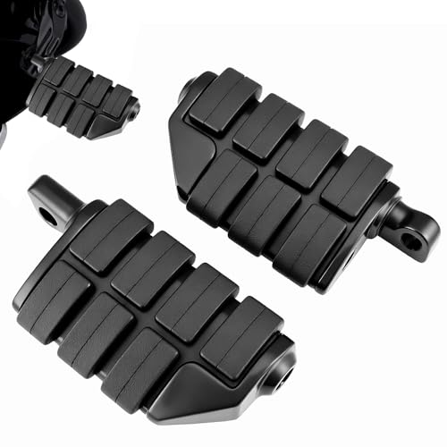 TSUNG Motorcycle Foot Pegs – Male Mount Rider/Passenger Footrests, Wide Higway Foot Rest Pedal Fit for Most V-Twin, Cruiser & Touring Motorcycles (Black) - color: Black